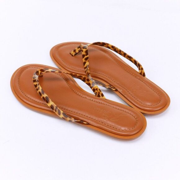 NEW J. Crew Capri Leather Thong Sandals Flip Flops 7 in Leopard - Picture 6 of 10